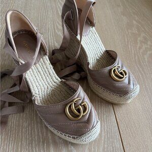 Gucci GG Matelasse Leather Platform Espadrilles